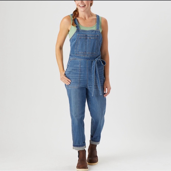 Duluth Daily overalls Denim Overall Jumpsuit belted blue denim Women's size 4 - Picture 1 of 8